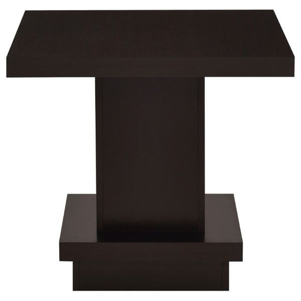English Elm Mbala Square Pedestal End Table Warm Brown Lacquer Finish for Transitional Living Rooms B2777P536519