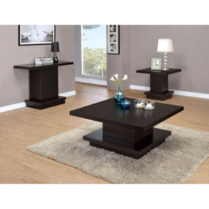 English Elm Mbala Square Pedestal End Table Warm Brown Lacquer Finish for Transitional Living Rooms B2777P536519