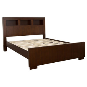 English Elm Cappuccino Queen Bed Featuring Bookcase Headboard with Three Open Storage Cubbies B2777S00002