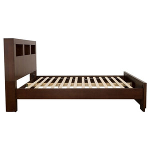 English Elm Cappuccino Queen Bed Featuring Bookcase Headboard with Three Open Storage Cubbies B2777S00002
