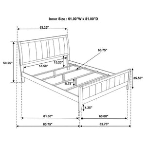 English Elm Cappuccino Wood and Leatherette Queen Panel Bed with Pleated Headboard Detail B2777S00003