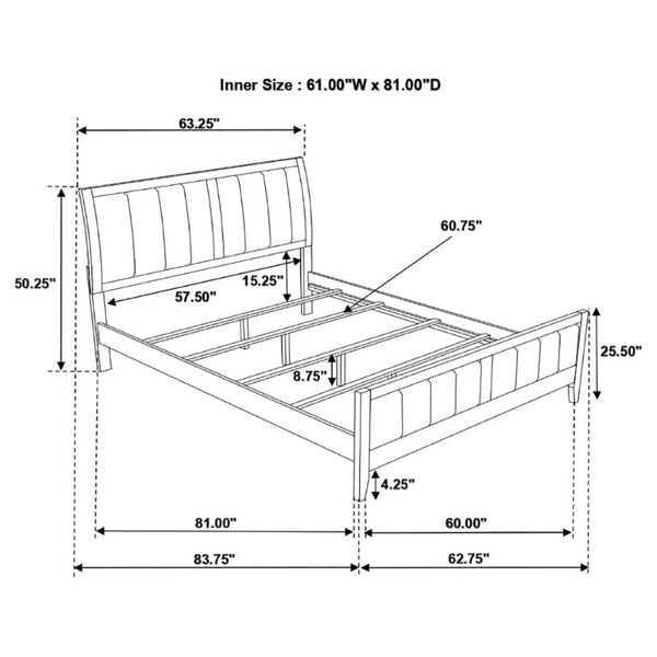 English Elm Cappuccino Wood and Leatherette Queen Panel Bed with Pleated Headboard Detail B2777S00003
