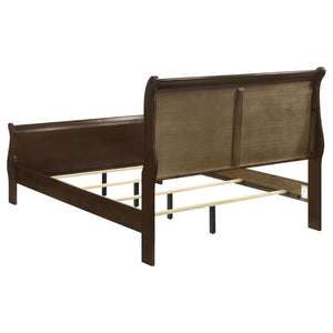 English Elm Cappuccino Full Sleigh Bed Louis Philippe Style Arched Headboard Rubberwood Frame B2777S00004