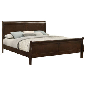 English Elm Graffenstaden Curved Sleigh King Bed Cappuccino Finish Warm Wood Bedroom Frame B2777S00005
