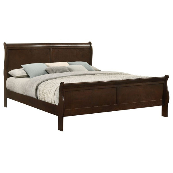 English Elm Graffenstaden Curved Sleigh King Bed Cappuccino Finish Warm Wood Bedroom Frame B2777S00005