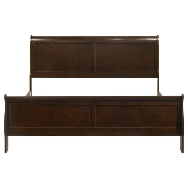 English Elm Graffenstaden Curved Sleigh King Bed Cappuccino Finish Warm Wood Bedroom Frame B2777S00005