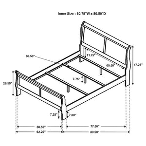 English Elm Cappuccino Queen Sleigh Bed Louis Philippe Scrolled Wood Frame for Classic Bedrooms B2777S00006