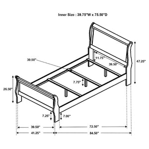 English Elm Cappuccino Twin Sleigh Bed Warm Wood Finish Curved Panel Frame for Guest Bedroom B2777S00007