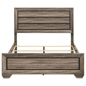 English Elm Washed Taupe Queen Bed Tall Horizontal Panel Headboard Transitional Farmhouse Style B2777S00008