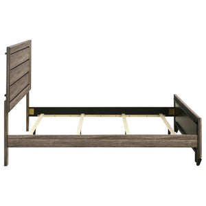 English Elm Washed Taupe Queen Bed Tall Horizontal Panel Headboard Transitional Farmhouse Style B2777S00008