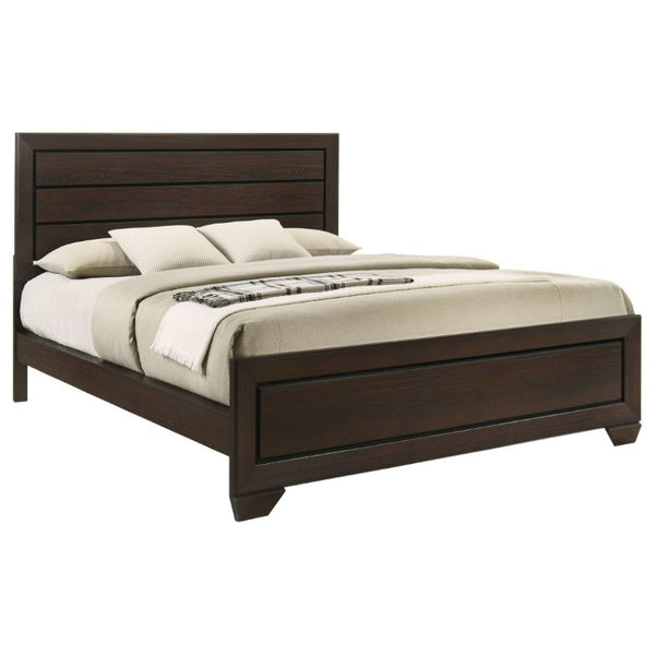 English Elm Villeparisis Panel Bed Rich Cocoa Wood Grain Headboard for Primary Bedroom B2777S00009