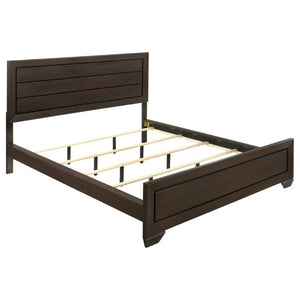 English Elm Villeparisis Panel Bed Rich Cocoa Wood Grain Headboard for Primary Bedroom B2777S00009