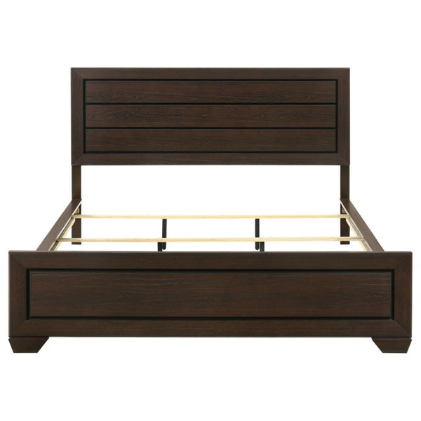 English Elm Villeparisis Panel Bed Rich Cocoa Wood Grain Headboard for Primary Bedroom B2777S00009