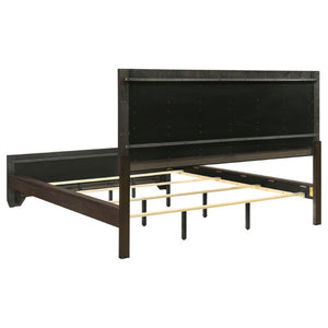English Elm Villeparisis Panel Bed Rich Cocoa Wood Grain Headboard for Primary Bedroom B2777S00009