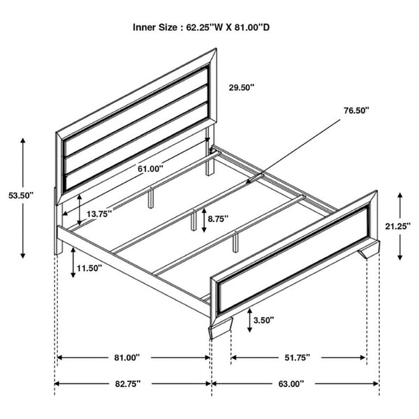 English Elm Harrison Queen Panel Bed with Picture Frame Detailing in a Tailored Cocoa Finish B2777S00010