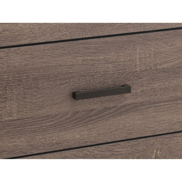 English Elm Geary Queen Panel Bed Slatted Headboard Footboard Drawers Warm Oak Finish B2777S00011