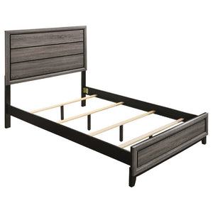 English Elm Rustic Grey Oak Queen Bed with Paneled Headboard and Weathered Finish for Bedroom B2777S00012