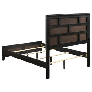 English Elm Rustic Grey Oak Queen Bed with Paneled Headboard and Weathered Finish for Bedroom B2777S00012