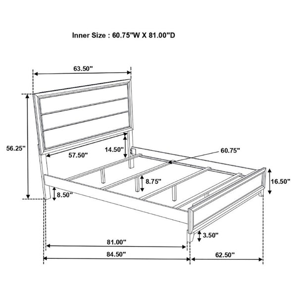 English Elm Rustic Grey Oak Queen Bed with Paneled Headboard and Weathered Finish for Bedroom B2777S00012