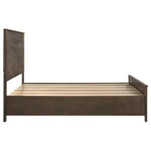 English Elm Rustic Queen Platform Bed with Plank Headboard and Footboard Storage Drawers in Warm Brown B2777S00013