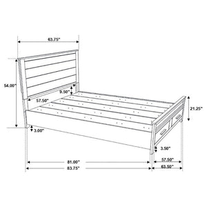 English Elm Rustic Queen Platform Bed with Plank Headboard and Footboard Storage Drawers in Warm Brown B2777S00013