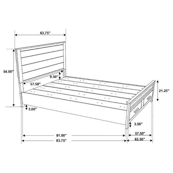 English Elm Rustic Queen Platform Bed with Plank Headboard and Footboard Storage Drawers in Warm Brown B2777S00013