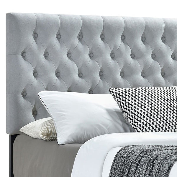 English Elm Light Grey Upholstered Full Bed Arched Tufted Headboard with Four Storage Drawers B2777S00014