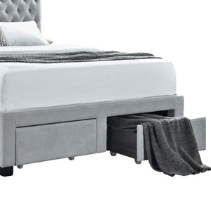 English Elm Light Grey Upholstered Full Bed Arched Tufted Headboard with Four Storage Drawers B2777S00014