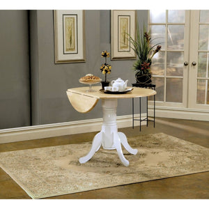 English Elm Natural Hardwood Drop Leaf Pedestal Dining Table for Cozy Breakfast Nooks B2777S00016