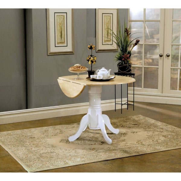 English Elm Natural Hardwood Drop Leaf Pedestal Dining Table for Cozy Breakfast Nooks B2777S00016