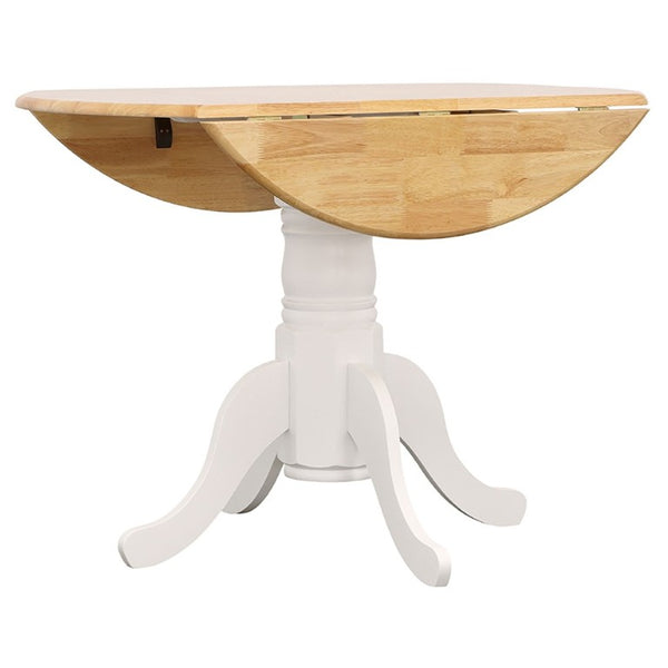 English Elm Natural Hardwood Drop Leaf Pedestal Dining Table for Cozy Breakfast Nooks B2777S00016