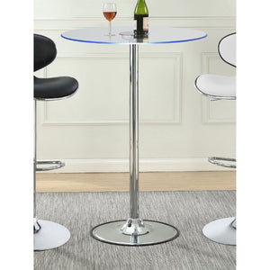 English Elm Indra Chrome Base Glass Top Bar Table with Built in Dimmable LED Ambient Light B2777S00018
