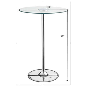 English Elm Indra Chrome Base Glass Top Bar Table with Built in Dimmable LED Ambient Light B2777S00018