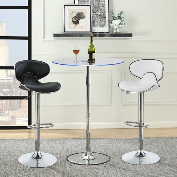 English Elm Indra Chrome Base Glass Top Bar Table with Built in Dimmable LED Ambient Light B2777S00018