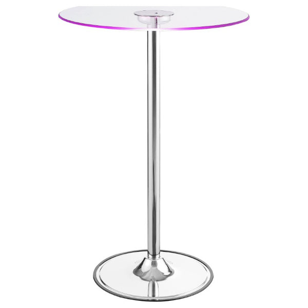 English Elm Indra Chrome Base Glass Top Bar Table with Built in Dimmable LED Ambient Light B2777S00018