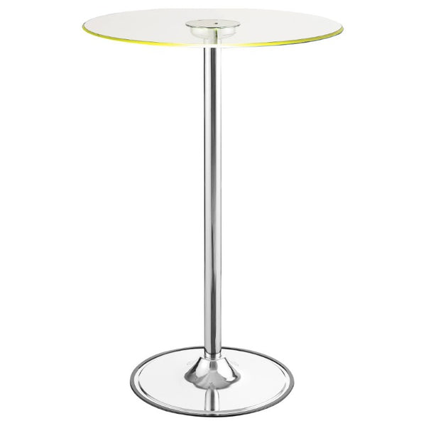 English Elm Indra Chrome Base Glass Top Bar Table with Built in Dimmable LED Ambient Light B2777S00018