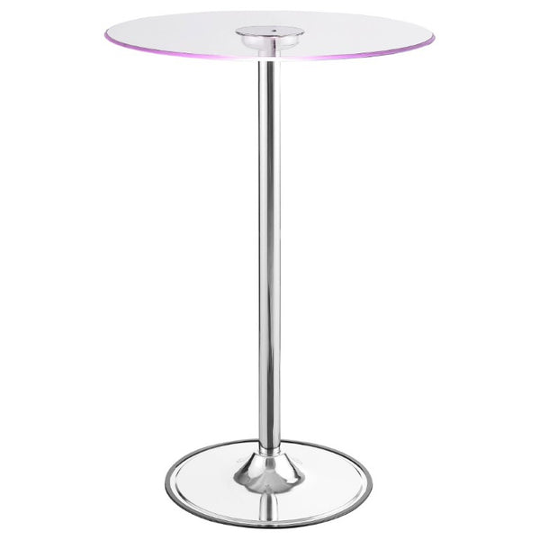 English Elm Indra Chrome Base Glass Top Bar Table with Built in Dimmable LED Ambient Light B2777S00018