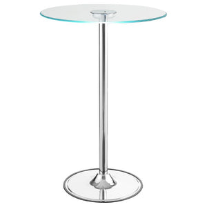 English Elm Indra Chrome Base Glass Top Bar Table with Built in Dimmable LED Ambient Light B2777S00018