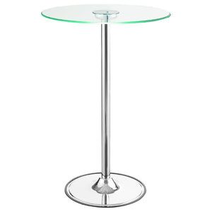 English Elm Indra Chrome Base Glass Top Bar Table with Built in Dimmable LED Ambient Light B2777S00018