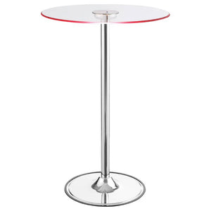 English Elm Indra Chrome Base Glass Top Bar Table with Built in Dimmable LED Ambient Light B2777S00018