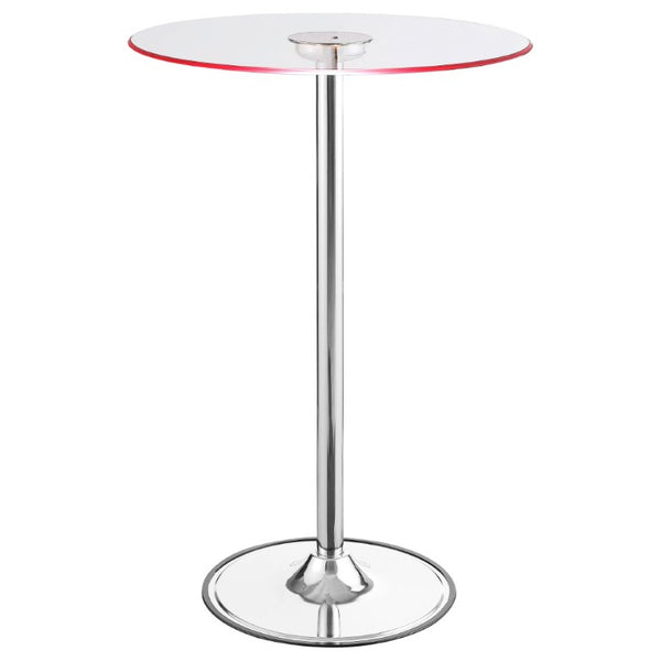 English Elm Indra Chrome Base Glass Top Bar Table with Built in Dimmable LED Ambient Light B2777S00018