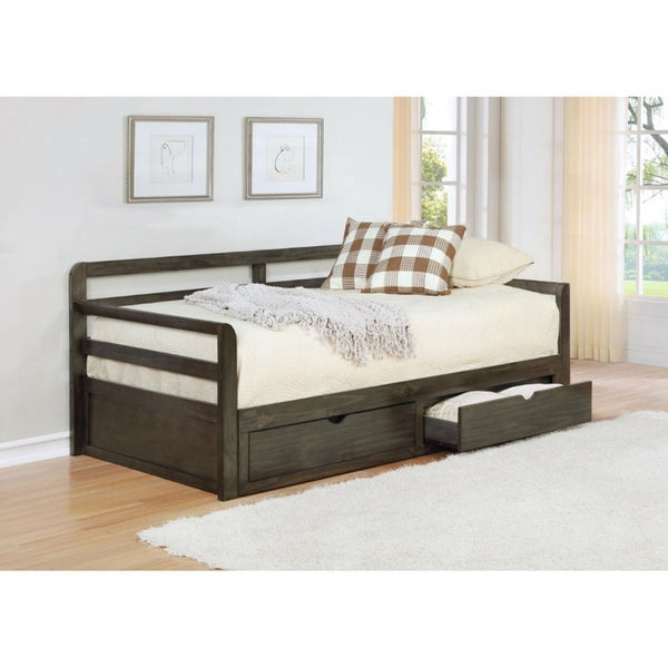 English Elm Grey Pine Daybed with Pull-Out Trundle and Storage Drawers for Guest Rooms B2777S00019