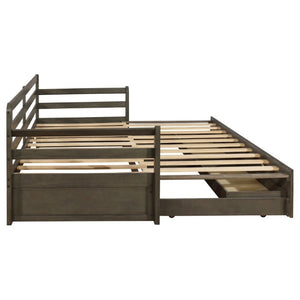 English Elm Grey Pine Daybed with Pull-Out Trundle and Storage Drawers for Guest Rooms B2777S00019