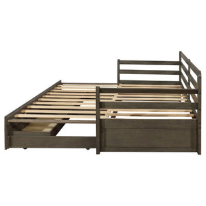 English Elm Grey Pine Daybed with Pull-Out Trundle and Storage Drawers for Guest Rooms B2777S00019