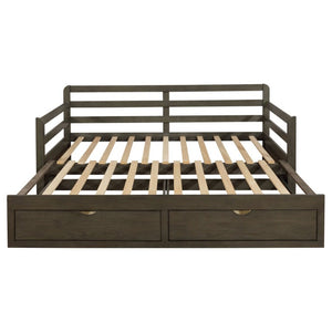 English Elm Grey Pine Daybed with Pull-Out Trundle and Storage Drawers for Guest Rooms B2777S00019