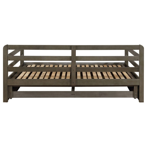 English Elm Grey Pine Daybed with Pull-Out Trundle and Storage Drawers for Guest Rooms B2777S00019