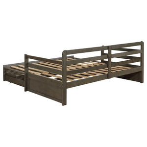 English Elm Grey Pine Daybed with Pull-Out Trundle and Storage Drawers for Guest Rooms B2777S00019