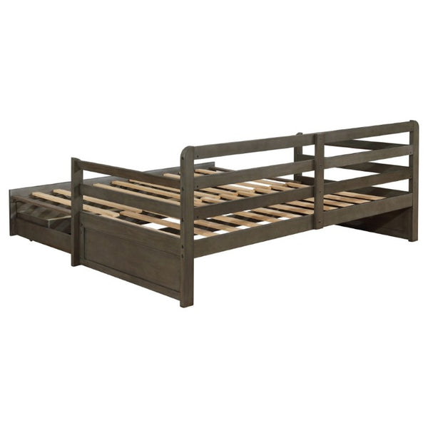 English Elm Grey Pine Daybed with Pull-Out Trundle and Storage Drawers for Guest Rooms B2777S00019