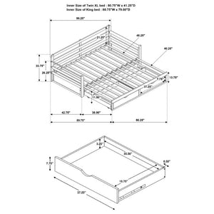 English Elm Grey Pine Daybed with Pull-Out Trundle and Storage Drawers for Guest Rooms B2777S00019