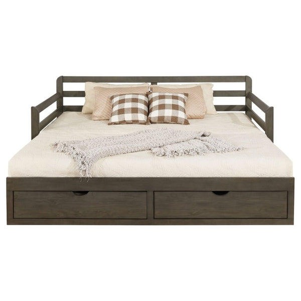 English Elm Grey Pine Daybed with Pull-Out Trundle and Storage Drawers for Guest Rooms B2777S00019